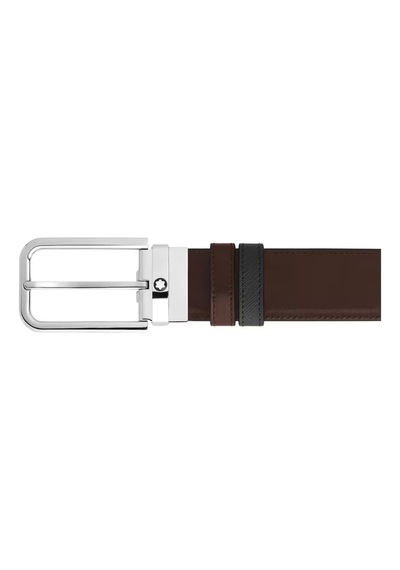Montblanc Sartorial Deri Dikdörtgen Tokalı 35 Mm Çift Taraflı Kem Siyah