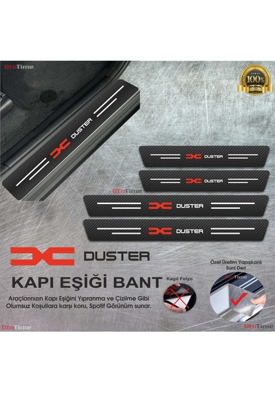 Dacia Duster Yeni Logo Karbon Kapı Eşiği Koruyucu Suni Deri 4'lü Set