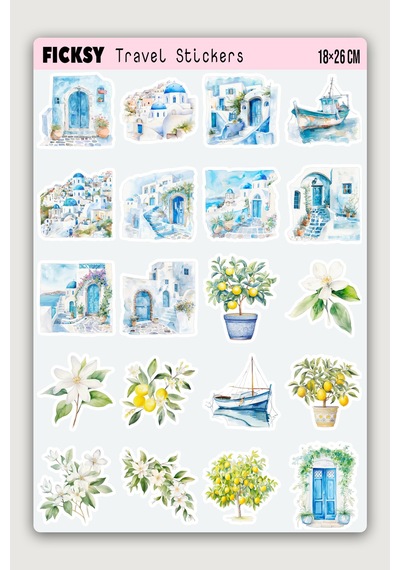 Akdeniz Sticker Seti - 40 Adet Travel Gezgin Seyahat Etiket Çıkartma Diğer