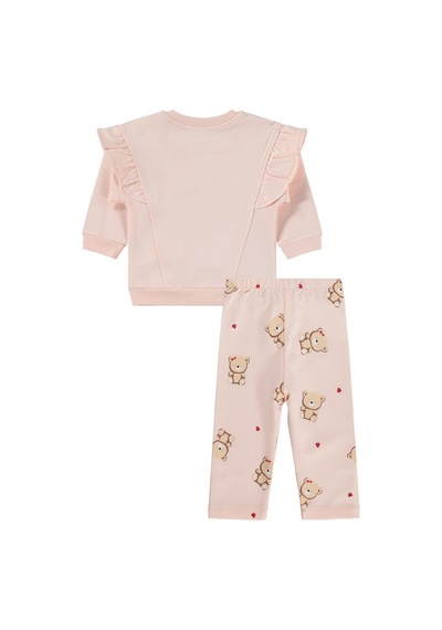 Civil Baby Fiyonklu Ayıcık Baskılı 6-18 Ay Takım - Pembe