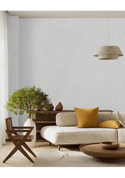 Adawall Muse Koleksiyonu- 25104-2 Krem Keten Efektli Modern Duvar Kağıdı 1.06x15.6m, 16.5m²