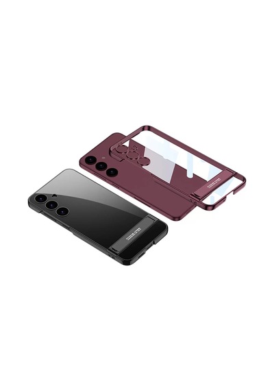 Galaxy Uyumlu S24 Kılıf Zore Kamera Korumalı Şeffaf Dikey Standlı Ays Kapak 1