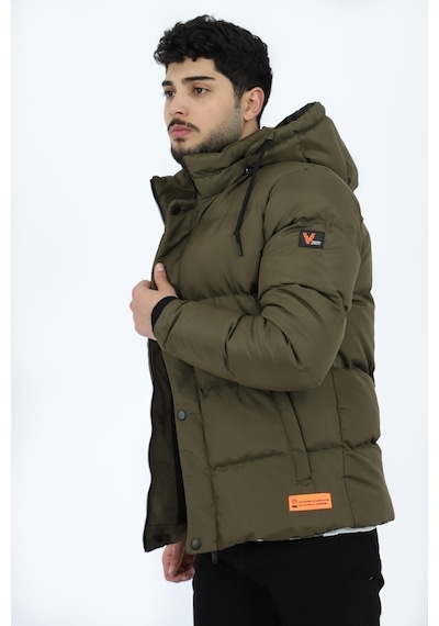 Stil Kombin Çıkarılabilir Kapşonlu Armalı Içi Kürklü Şişme Mont 2 (510975229)