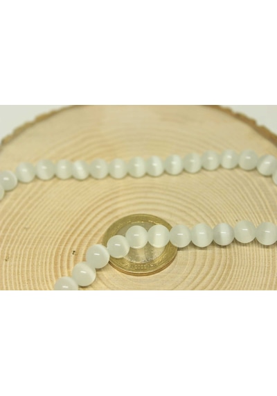 Kedi Gözü Taşı 8mm/5 adet (24145-1) Beyaz
