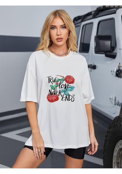 Uyguntarz Unisex True Tasarım Basklı Tshirt Beyaz
