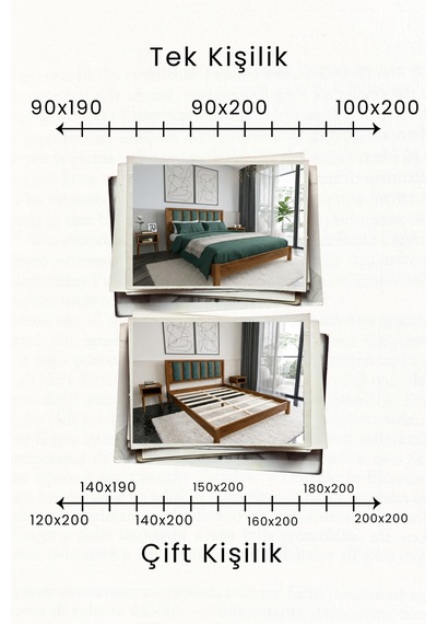Ori On Çağla Yeşili Puf Başlıklı Masif Ahşap Ceviz 100x200