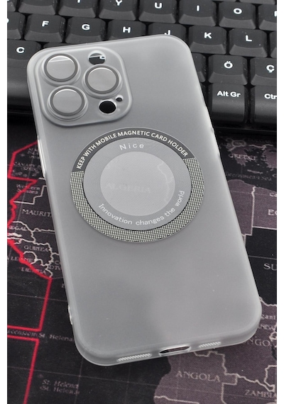 Apple Uyumlu iPhone 13 Pro Max Uyumlu Beyaz Renkli Yarı Şeffaf İnce Sert Kapak Kılıf Kamera Lens Korumalı Beyaz -