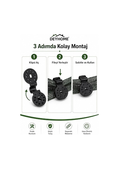 Deyhome Gölgelik Sabitleme Klipsi Uv Dayanımlı Sera, Bahçe Filesi, Gölgelik Tente Ve Tarım Ağı Sabitleyici K Diğer Deyhome Gölgelik Sabitleme Klipsi Uv Dayanımlı Sera, Bahçe Filesi, Gölgelik Tente Ve Tarım Ağı Sabitleyici K Diğer