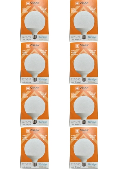 Osaka 15w 100w 6500k Beyaz Işık E27 Duylu G95 Led Glop Ampul 8 Adet