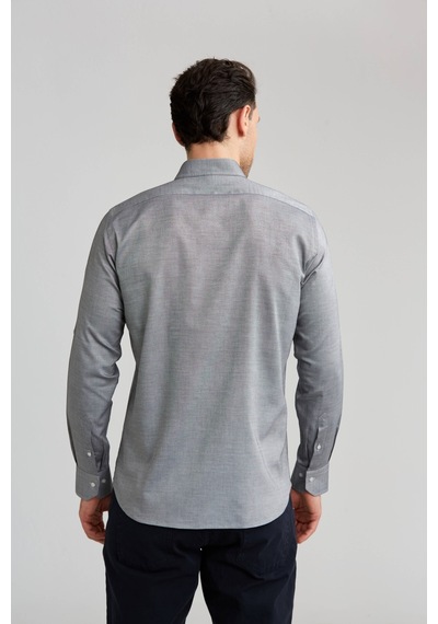 Bisse Paşa Yaka Düğmeli Regular Fit Uk Gömlek Gri Gmok3ps22400001 D55 Gri