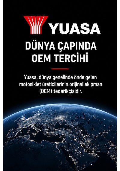 Yuasa Ytx7l-bs Cp 12v 6ah 100a Agm Bakımsız Motosiklet Aküsü 125cc'ler İçin