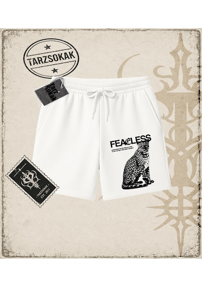 Tarzsokak Gotik & Grunge Streetwear Fearless Unisex Şort Beyaz