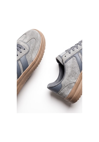 V.S.H Velvet Rota Kadın Gri-buz Mavi Sneaker Spor Ayakkabı - Kadın Günlük Ayakkabı-2523 Gri - Mavi