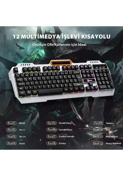 Lecoo KB123 USB Kablolu Rainbow Efektli Gaming Türkçe Q Klavye