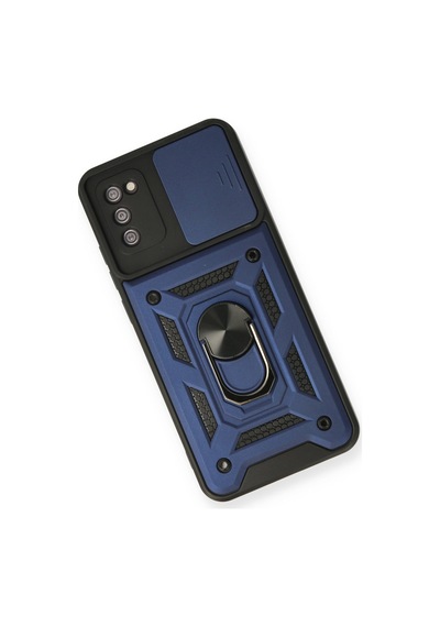 Samsung Galaxy  Uyumlu,  A03s Kılıf Pars Lens Yüzüklü Silikon - Lacivert