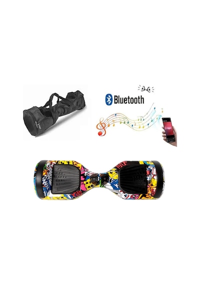 Citymate Elektrikli Kaykay Hoverboard Bluetooth Hoparlörlü 6.5 İnç Grafiti D01 +Çanta