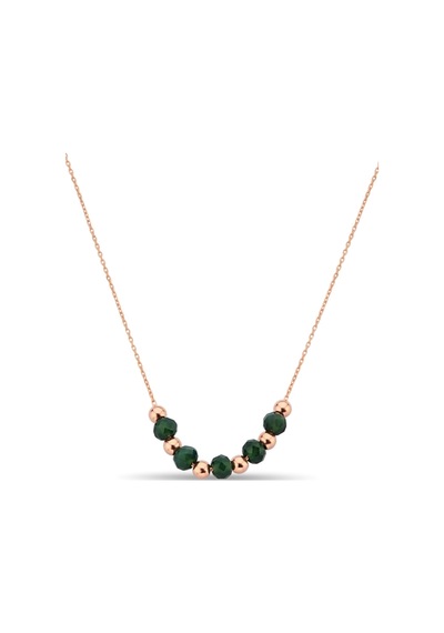 Yeşil Kristal Taşlı Toplu Gümüş Kolye - 23169903 Rose Gold