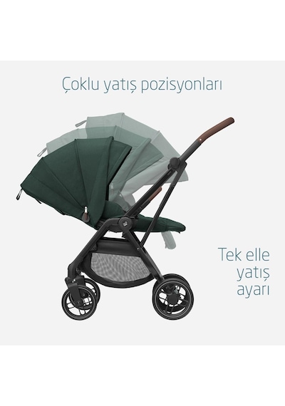 Maxi-Cosi Leona2 Çift Yönlü Uzatılabilir Sırt Desteği Tam Yatabilir Seyahat Sistem Olabilen Bebek Arabası Twillic Green