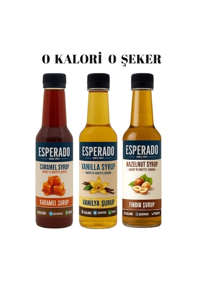 Şekersiz Sugar Free Vanilya-karamel-fındık Aromalı Kahve Şurubu 250 Ml X 3 Adet Diğer