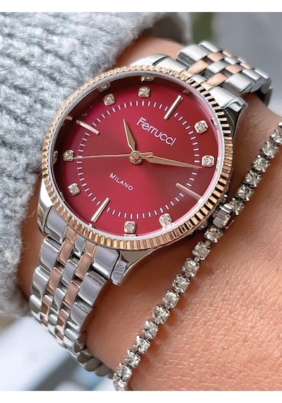 Ferrucci Fc59875 Retro Model Sade Şık Çelik Kordon Ve Kasa Kadın Kol Saati+bileklik Hediye Gümüş - Rose Gold Ferrucci Fc59875 Retro Model Sade Şık Çelik Kordon Ve Kasa Kadın Kol Saati+bileklik Hediye Gümüş - Rose Gold