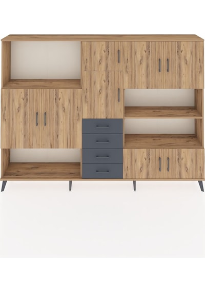 Arges Dolap 9 Raflı 4 Çekmeceli 8 Kapaklı 220x30x163 Çam-çam/antr Çam-çam/antrasit Arges Dolap 9 Raflı 4 Çekmeceli 8 Kapaklı 220x30x163 Çam-çam/antr Çam-çam/antrasit
