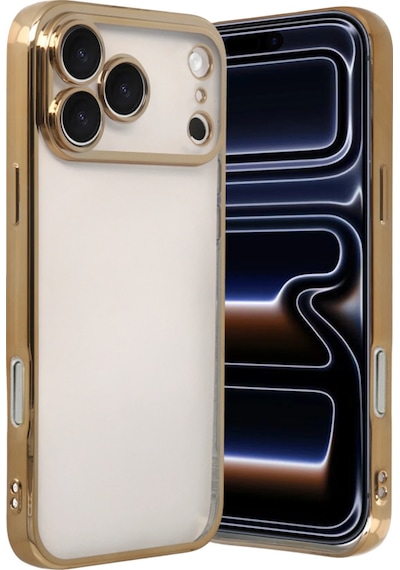 Apple iPhone Uyumlu  17 Pro Uyumlu Lensli Silikon - Gold