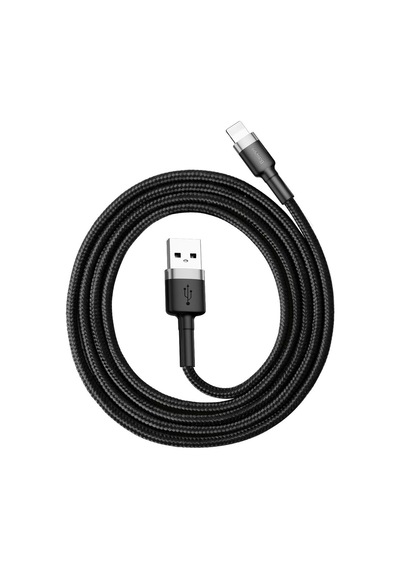 Cafule Serisi, 2.4 A Usb-a & Lightning Şarj Kablosu & Data Aktarım Kablosu, 1 Metre, Gri - Siyah