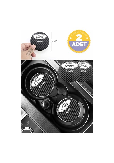 Ford S-max Karbon 7 Cm Bardak Altlığı Ford S-max Amblemli Dayanıklı Ve Şık 2 Adet 2 Adet