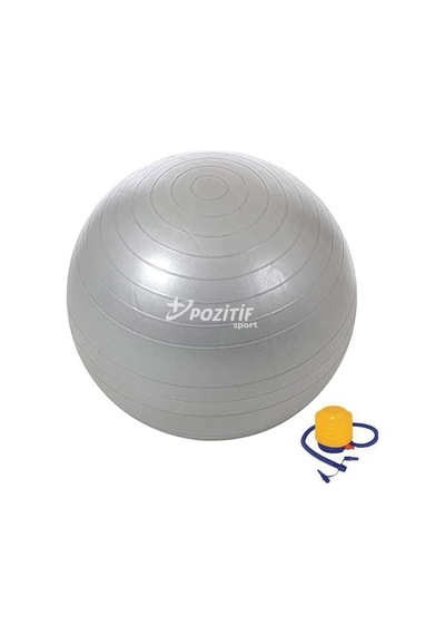 Ayla Stand 65 Cm Pilates Topu, Kalın Yoga Egzersiz Topu, Pompalı, Gri