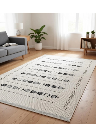 Küçük Kutular Modern Halı Dekoratif Kilim Krem