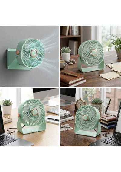 Büro Ev Ofis si İçin 3mod Masaüstü Duvara Asılır Standlı Kaydırmaz Pedli Mini Fan