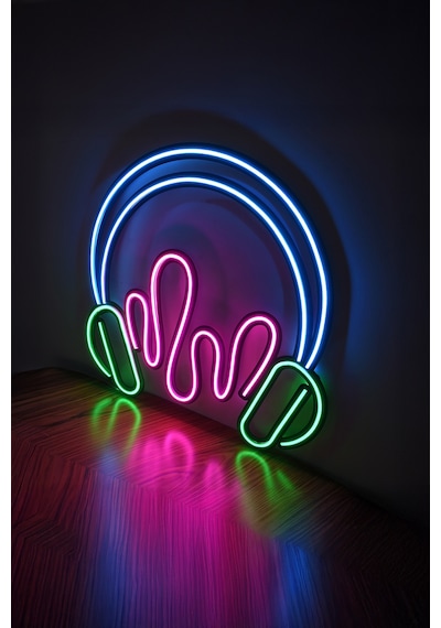 Headphone Neon Dekor Çok Renkli