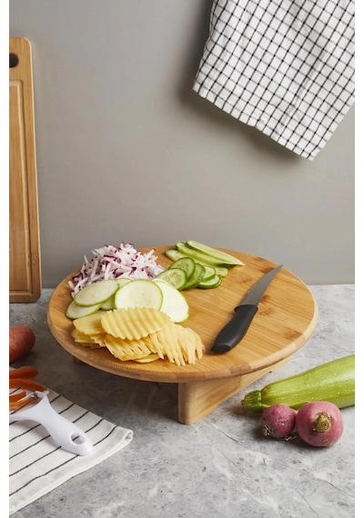 Prestij Bambu Ayaklı Kesme & Sunum Tahtası 30 Cm Renkli