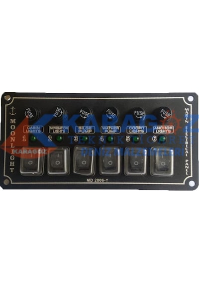 MOONLIGHT YATAY 6'LI SWITCH PANEL SİGORTALI