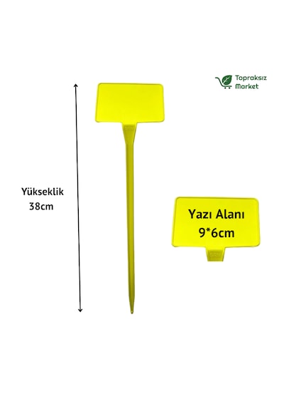 Sarı Bitki Fidan Etiketi 10 Lu Set 33x10 Cm Plastik Fide Tanıma Etiketi 10 Adet