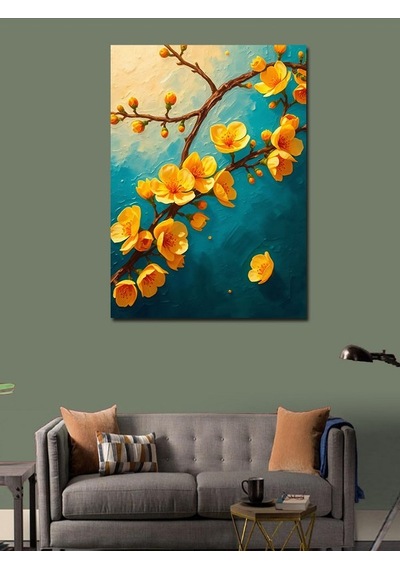 Kanvas Tablo Sarı Çiçek Dalları 50cmx70cm