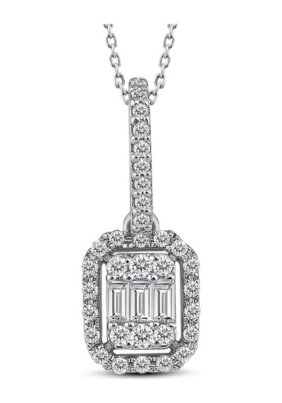 Modern Tasarım 0.25 Ct Baget Kare Tektaş Kolye