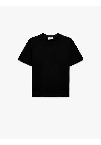 Koton Pamuklu Kısa Kollu Bisiklet Yaka Oversize Basic Tişört Siyah 6skb10023tk Siyah