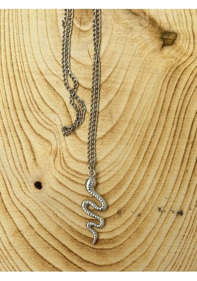 Paytak Moda Yılan Snake Hayvan Zincir Kolye Pytkznkly225 Gümüş