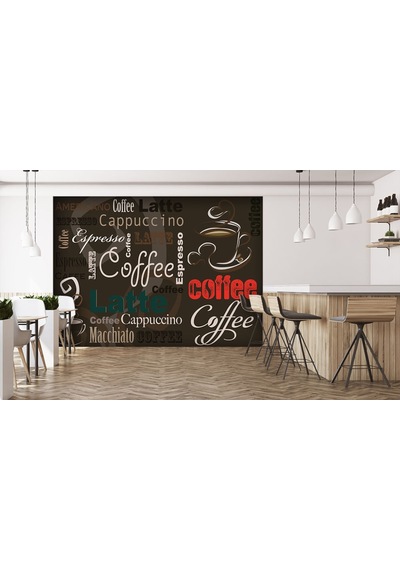 Coffee Kafe İçin Yazılı Özel Tasarım Duvar Kağıdı (397456526)