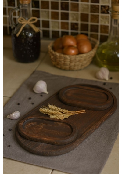 Fam Wood Art Ahşap Dekoratif Çerezlik, Şekerlik, Kahvelik %100 Çam Ağacı Kahverengi