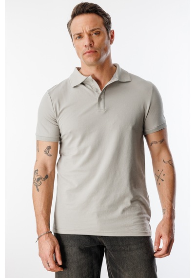 Genius Store Erkek Çekmeyen Pamuklu Kumaş Regular Fit Standart Kesim Polo Yaka Tişört Poloyaka-t-shırt1 Gri