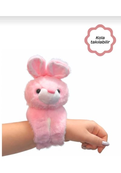 Sevimli Peluş Hayvanlar Kola Bileğe Eşyaya Takılabilen 16cm Hediyelik Sincap,tavşan,koala,maymun,fil Pembe