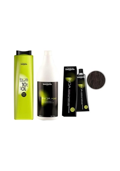L'Oreal Paris Inoa Krem Oksidan 10 Vol. %3 1 L + Post Boyalı Saç Şampuanı 1500 ML + Saç Boyası 5.32