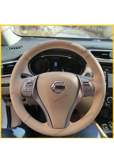 Nissan İxtiral Araca Özel Direksiyon Kılıfı Krem Deri