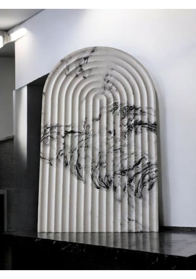 Marble Archade Serisi Antrasit Dekoratif Beton Sunum Tepsisi Ve Servis Tabağı Gri