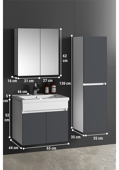 Çiğdem 65+35 Cm Beyaz-füme Balon Mdf Seramik Lavabolu Sepetli Asma Banyo Dolabı Takımı Beyaz - Füme Çiğdem 65+35 Cm Beyaz-füme Balon Mdf Seramik Lavabolu Sepetli Asma Banyo Dolabı Takımı Beyaz - Füme
