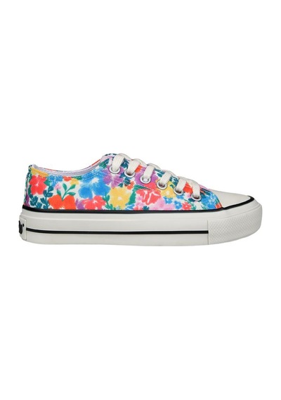 Kadın Vegan Pembe Sneakers - Floral Tasarım Çok Renkli