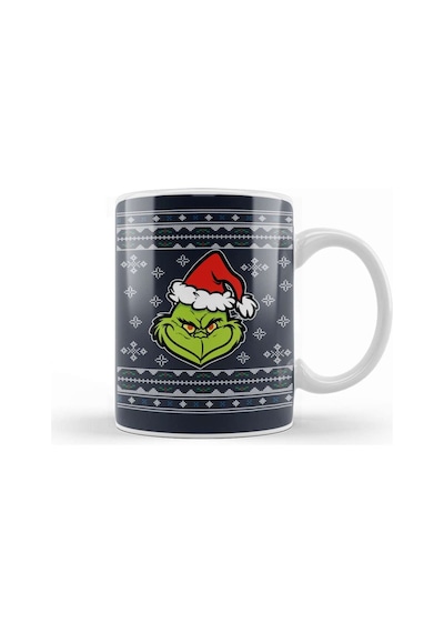 Dr Seuss The Grinch Christmas Knit Pattern Kupa Bardak Porselen Karışık