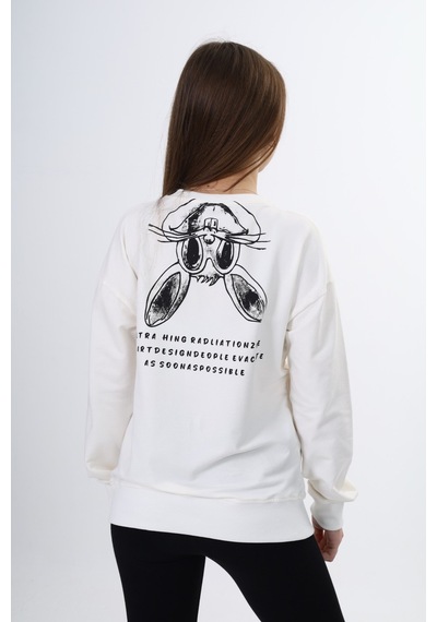 Toontoy Kids Toontoy Kız Çocuk Baskılı Sweatshirt Ekru